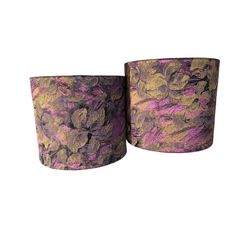 Pair Purple and Gold Drum Lampshades