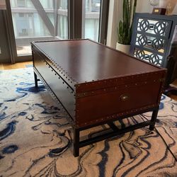 Industrial Vintage-Style Coffee Table with Storage