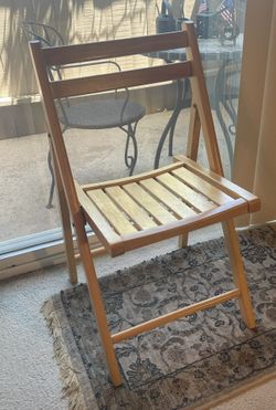 Blonde solid wood Indonesian folding chairs x 2!!