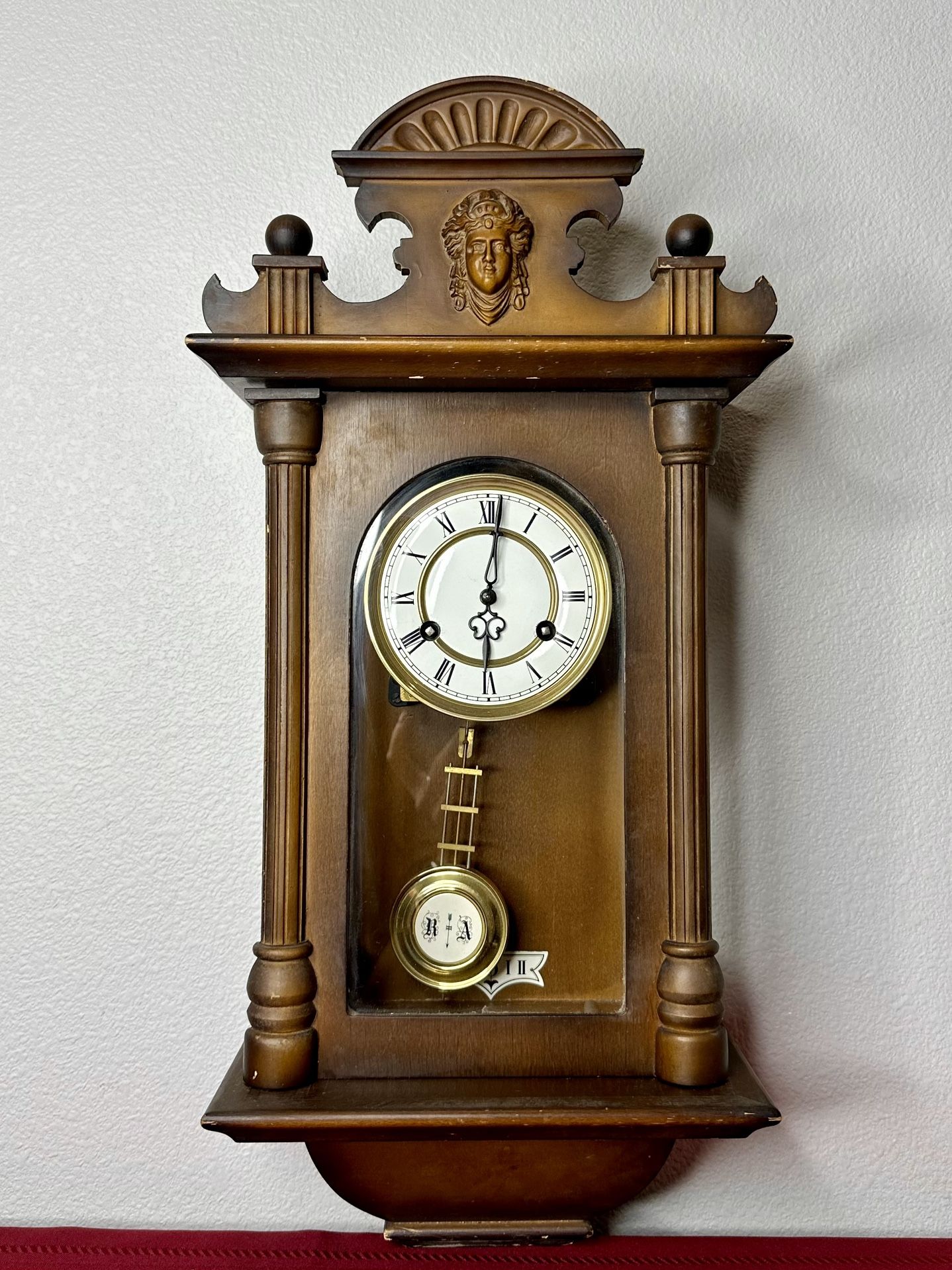 20th Century Vintage Wooden Wall Clock – Pendulum Regulator Made in Germany Work