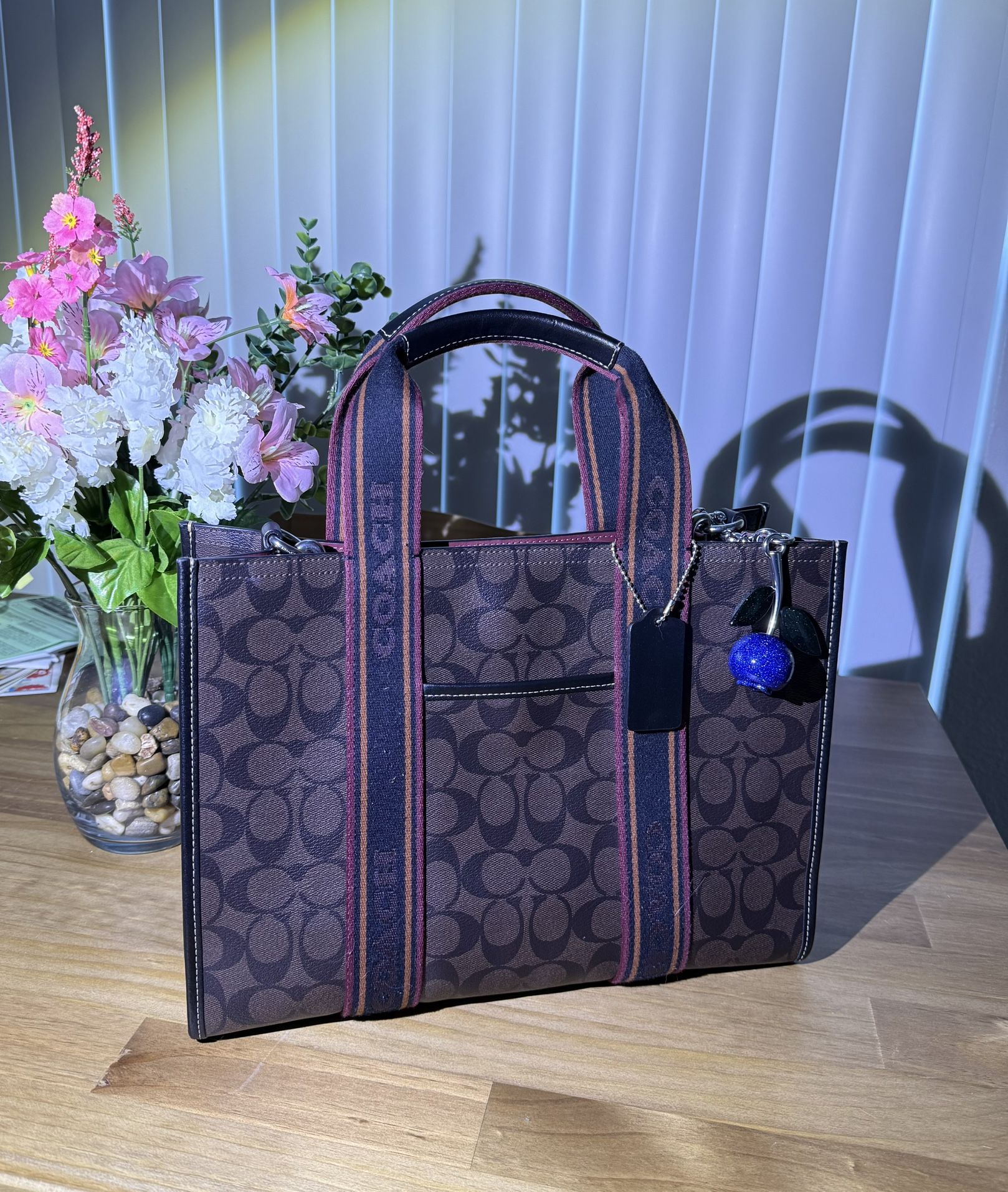 Coach Smith Tote Signature Canvas Shoulder Bag Dark Brown