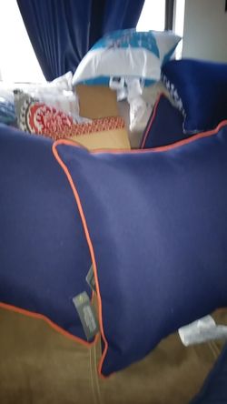 2 new blue outdoor pillows