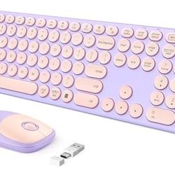 Purple And Pink Wireless Keyboard And Mouse