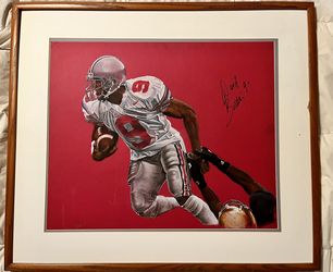 As Is Framed and Matted Signed By David Boston #9 Painting 31x27