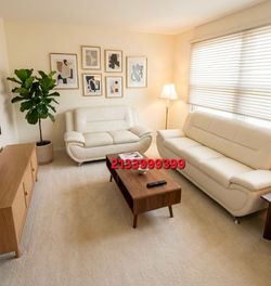 Besutiful Modern 2pc white leather sofa set new