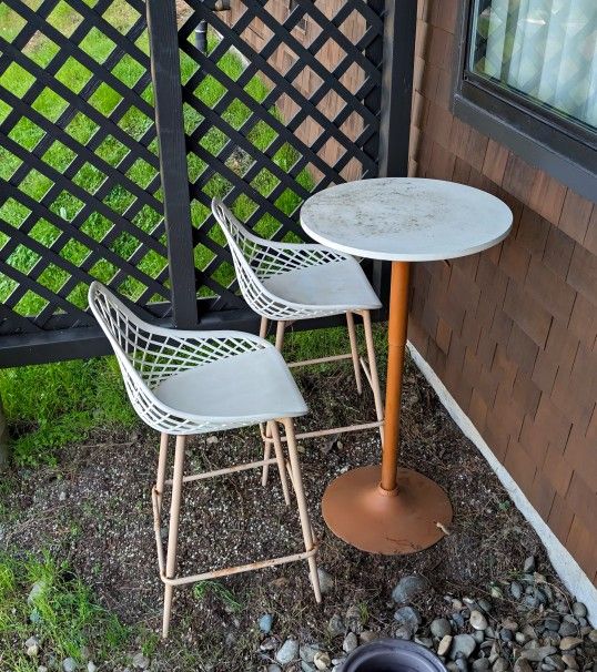 Patio Table + 2 Chairs/Stools