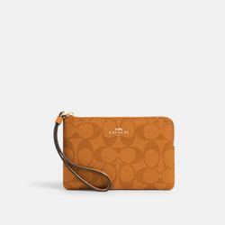 Coach Lite Orange Wristlet With Signature “C” Logo Canvas