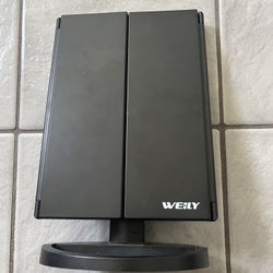 Weily Black triple fold lighted mirror