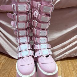 Pink Demonia Platforms Boots