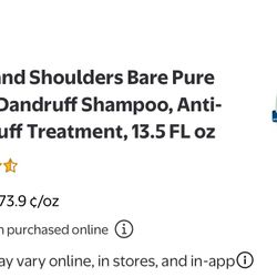 Head and Shoulders Bare Pure Clean Dandruff Shampoo, Anti-Dandruff Treatment, 13.5 FL oz New 10