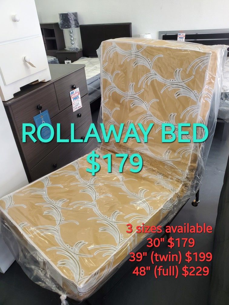 New Rollaway Portable Bed With Wheels And Metal Frame Includes Mattress Available In Other Sizes