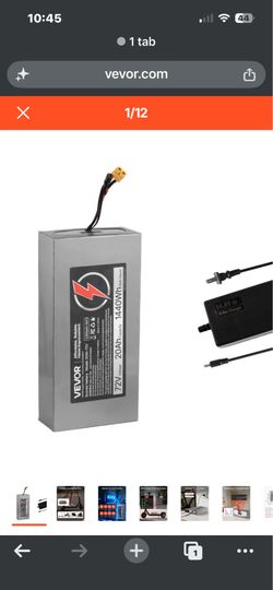 VEVOR 72V Electric Scooter Battery, 20Ah, Ebike Lithium Battery Pack with 50A BMS, Charger, T-Plug Expansion Cable, 500+ Cycles, Compatible with 7200W