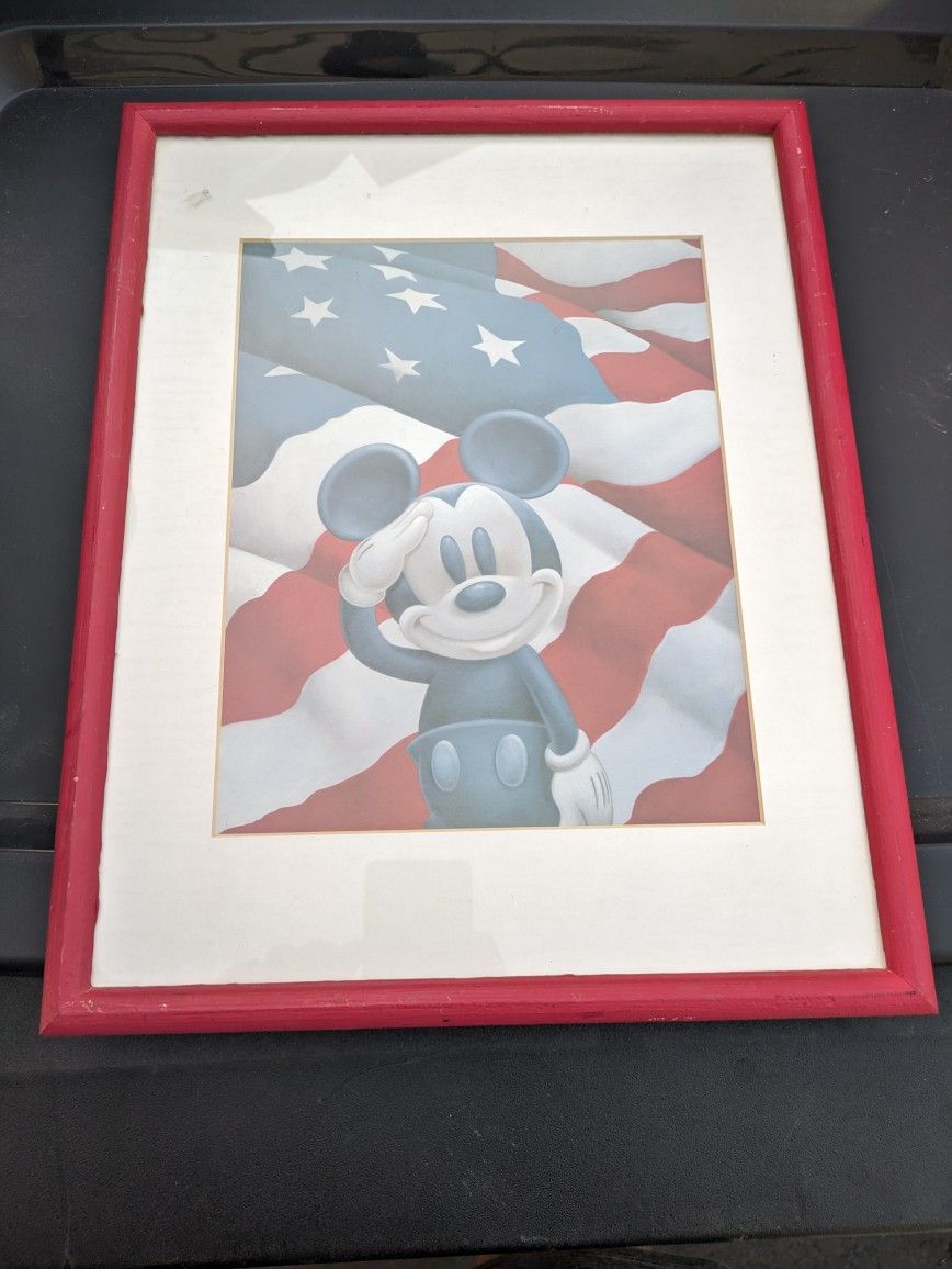 Mickey Mouse USA Salute Flag Authentic Picture 