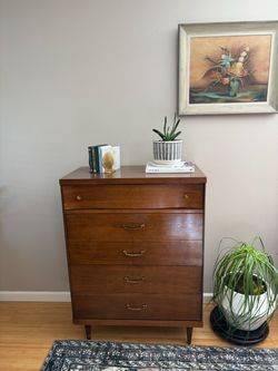 1960s Mid Century Modern Showcase Tall Dresser by Bassett