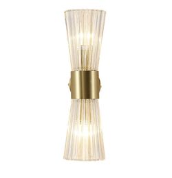 1 Pack Mid-Century Modern 2-Light Gold Wall Sconce with Crystal Glass Shade - Retail $80