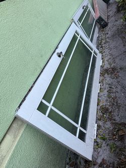 White Wood Glass Panel Exterior Door