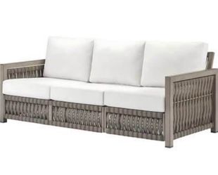 Newly Assemble Aluminum Outdoor 3-Seat Sofa Patio Couch  5.9'' Thick Cushions Weather-Resistant Sofa