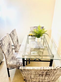 Glass Top Dining Table with 4 Chairs