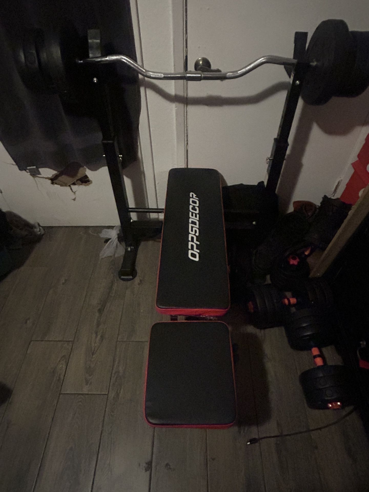 Adjustable Weightlifting Bench (with Weights)