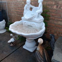 43" Antique Cherub Heavy Solid Concrete Outdoor Patio Fountain W/ New Pump 