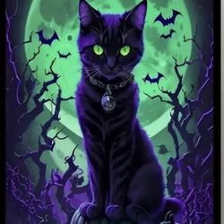 Halloween Black Cat Diamond Painting Kit