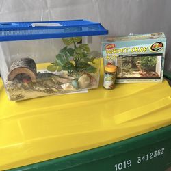 Hermit crab tank, accessories, and food