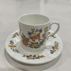 Vintage Aynsley Cottage Garden Bone China Demitasse Cup & Saucer Made In England