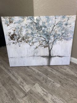Large Canvas Blue & Gold Accents