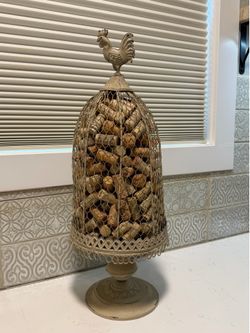 Decorative bird cage with wine corks