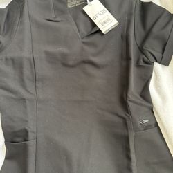 Figs Black SCRUB TOP