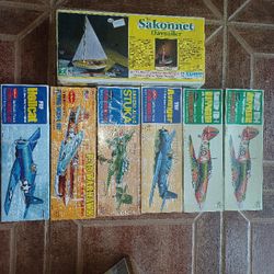 6 NEW WWII  Model Airplane Kits Balsa And Tissue Construction