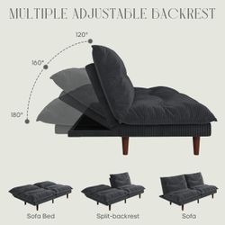 69 inch Convertible Corduroy Futons Sofa Folding Reclining Sleeper Sofa