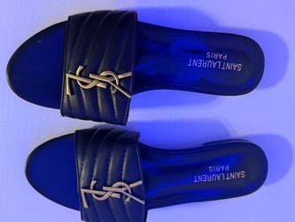 Saint Laurent YSL Leather Slide Sandals