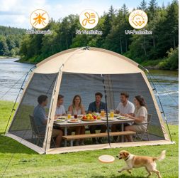 Camping Screen Tent - Portable Screen Canopy 8-10 Person&Instant UV Resistant Sun Shelter,Easy to Set Up&Mosquito Net Tent&Waterproof,Suitable for Fam