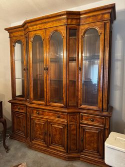 Large Wood China Cabinet / Display Hutch