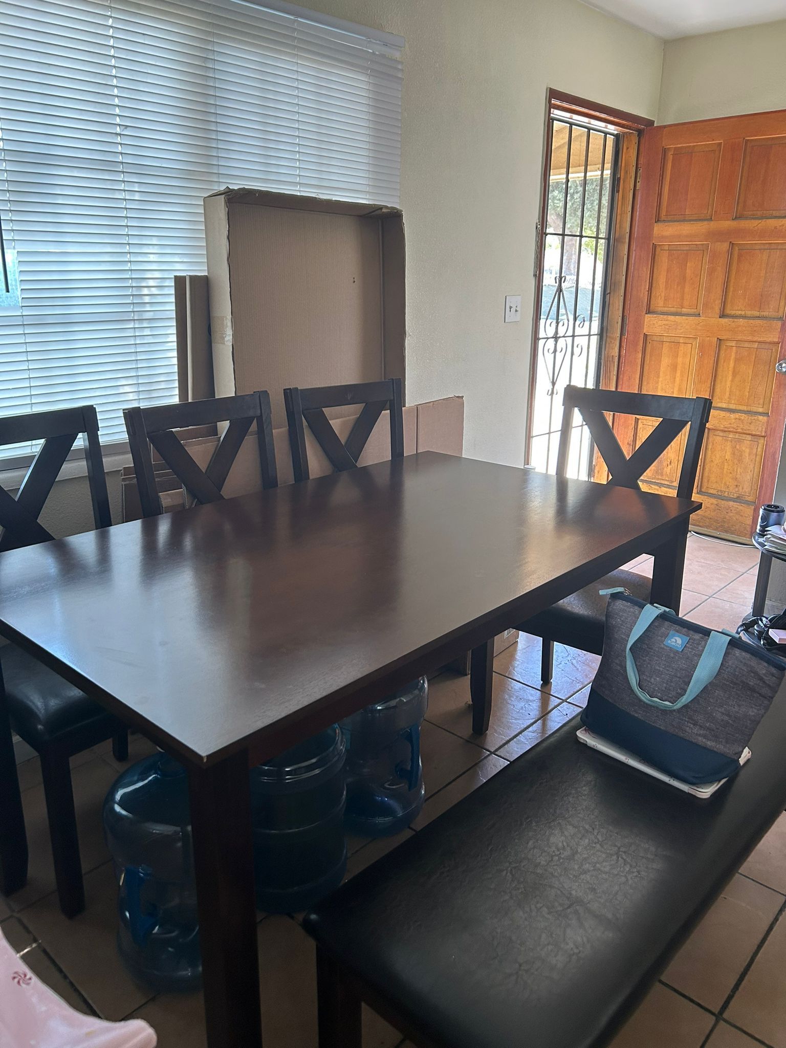 Modern 6-Piece Dining Table Set (Includes Bench + 4 Chairs)