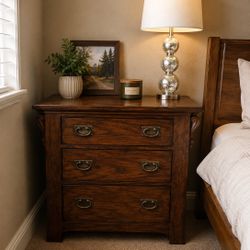 Solid Wood Rustic Nightstand – Excellent Condition