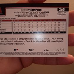 Baseball Card Numbered Cards