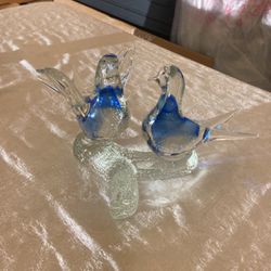 Vintage Murano Art Glass Love Birds Dove In Nest Bellicante. 