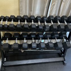 5-50lbs Dumbbells w/Rack 