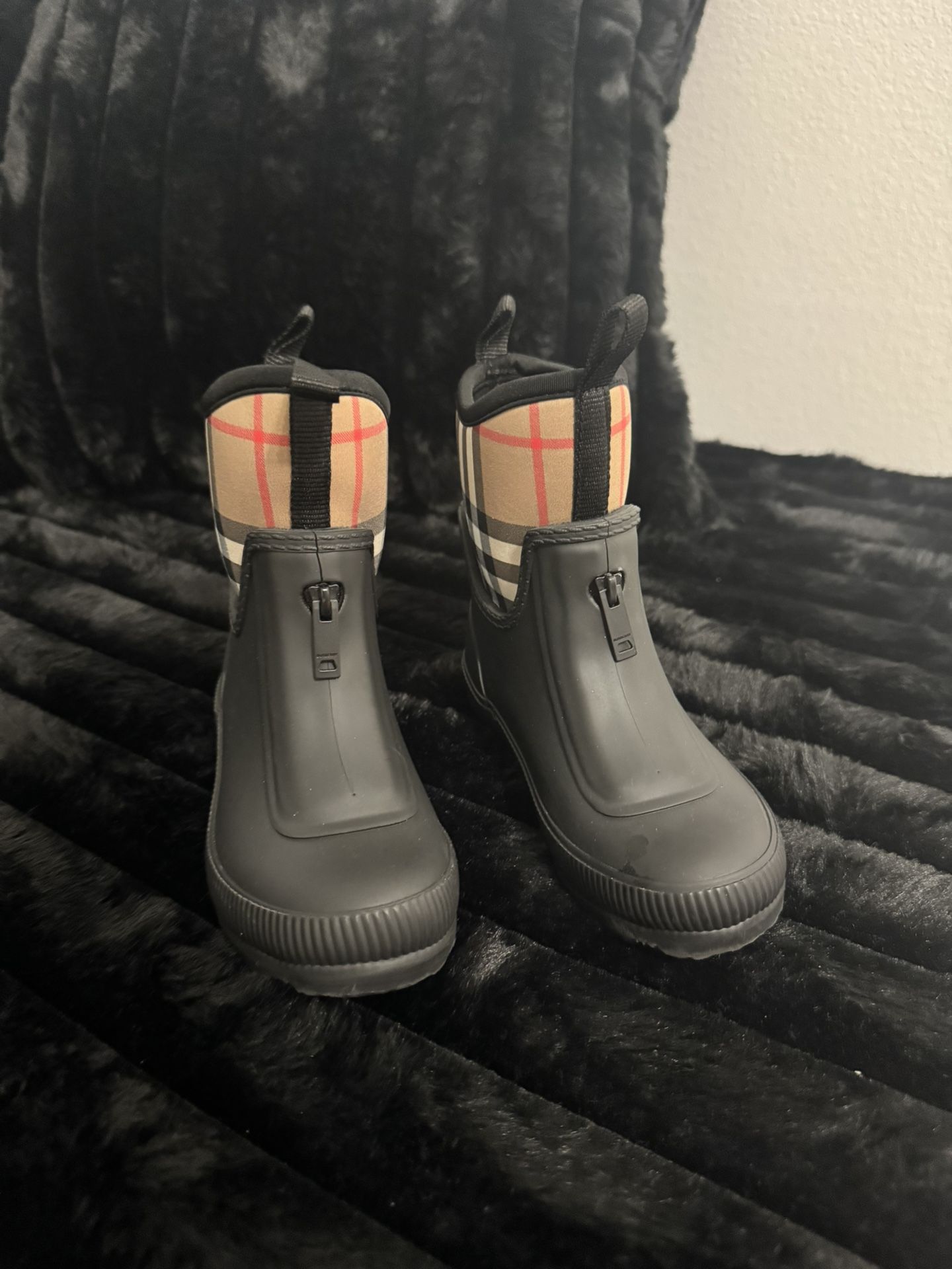Vintage Check Neoprene and Rubber Rain Boots