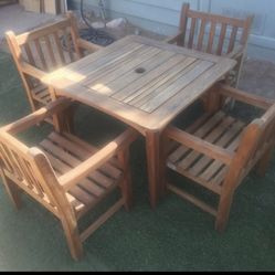 Solid Teak Outdoor Patio Table and Chair Set by Country Casual