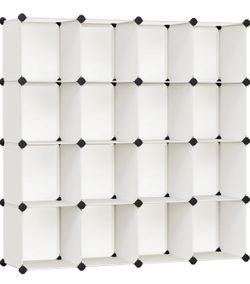 SONGMICS Cube Storage Organizer Closet Organizers Set of 16 Plastic Cubes - Cream White