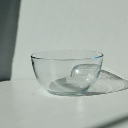 Pair set of 2 Vintage clear glass cereal serving dish plate soup kitchen bowl