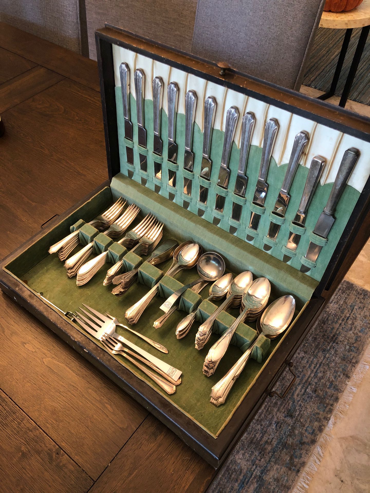 Beautiful Vintage Silver in Wood Storage Box