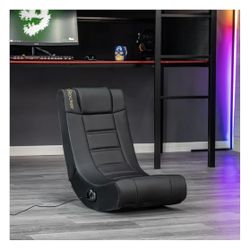 X Rocker Solo 2.0 Audio PU Leather Floor Rocker, Black, 30.3"x15.2"x24", Gaming Chair