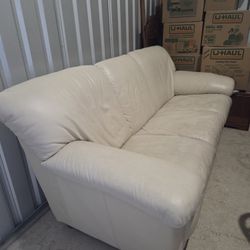 Off White Leather Sofa 