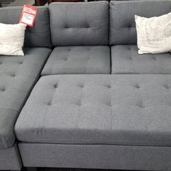 Charcoal gray sofa chaise Sectional for tight space