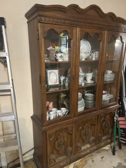 antique china cabinet 54" wide 78" tall 14" in depth