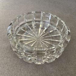 Mid-Century 1970s Round Crystal Grid Ashtray Dish Catchall Home Decor 